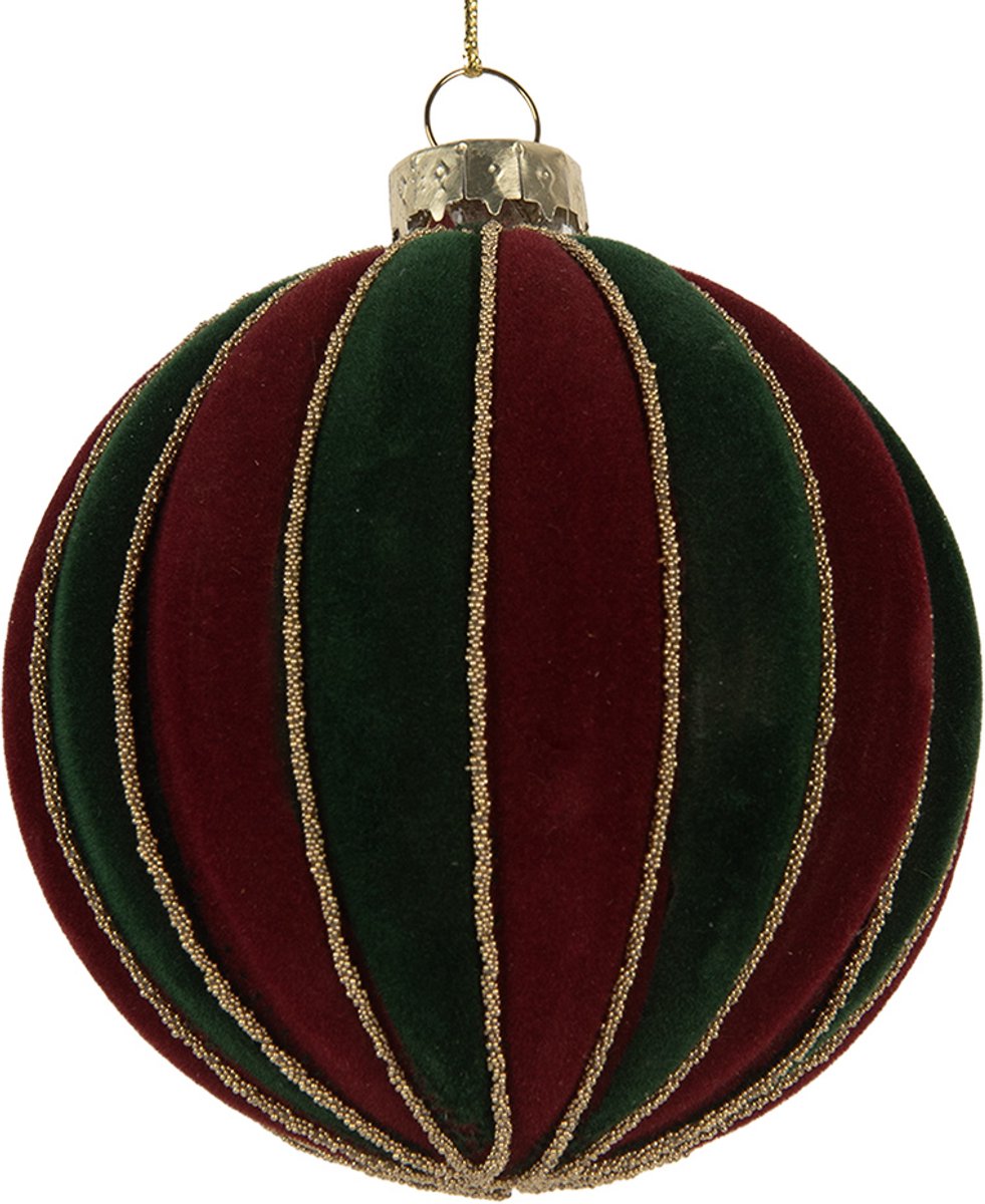 Clayre & Eef Kerstbal Overig Ø 8x8 cm Rood Groen Glas Kerstballen
