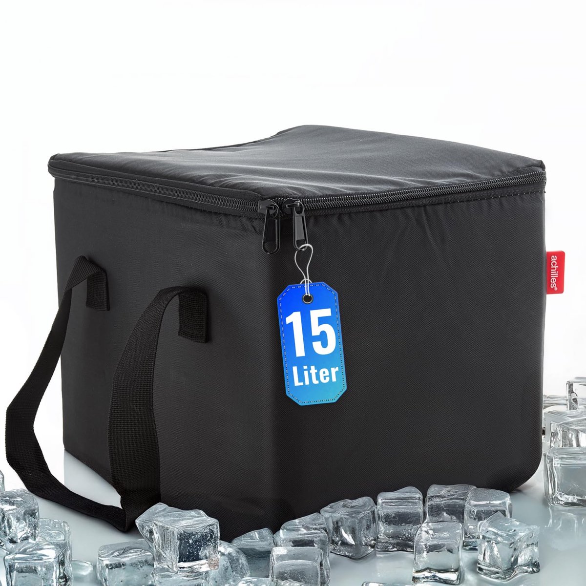Achilles koeltas, koelinzetstuk, thermotas voor opvouwbare mand, koelbox, thermobox, boodschappentas, 29 x 23 x 23 cm, (Zwart)