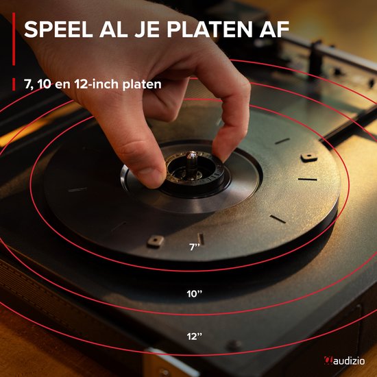 Platenspeler met speakers - Audizio RP111BK - Retro platenspeler - LP speler - Model 2025 - Zwart — afbeelding 5
