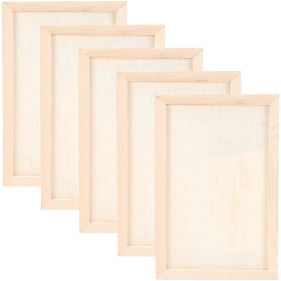 Set of 6 Rectangular Natural Wood Picture Frames DIY Wooden Picture ...