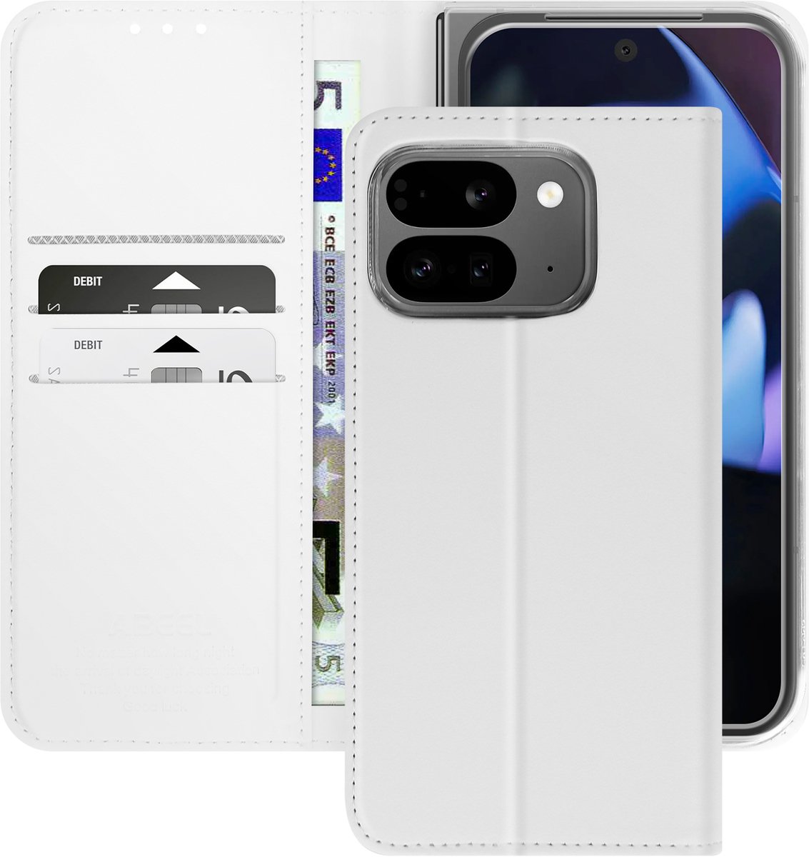 ABEEL, Hoesje voor Google Pixel 9 Pro Anti-RFID portemonnee vouwen, Wit