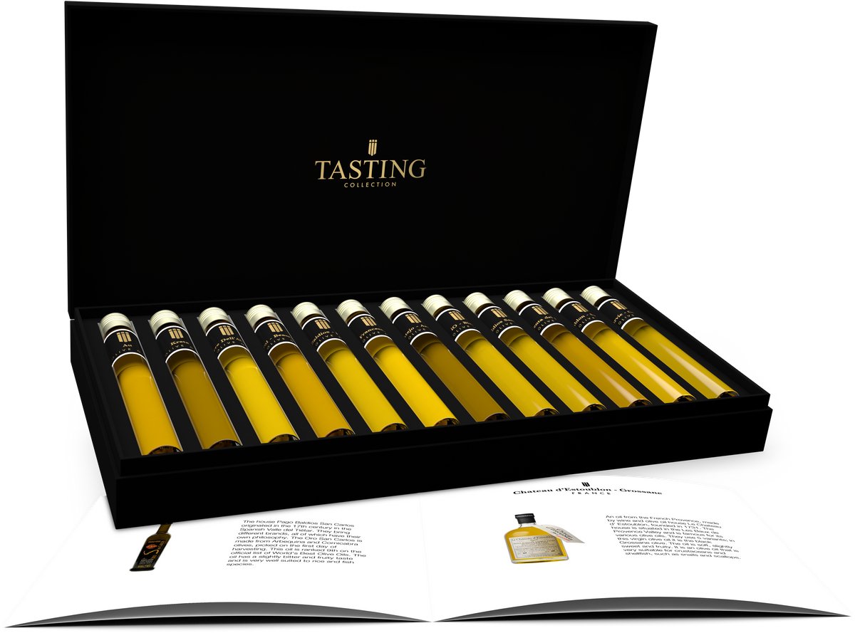 Olijfolie Proeverij 12 tubes in Luxe Cadeau Box