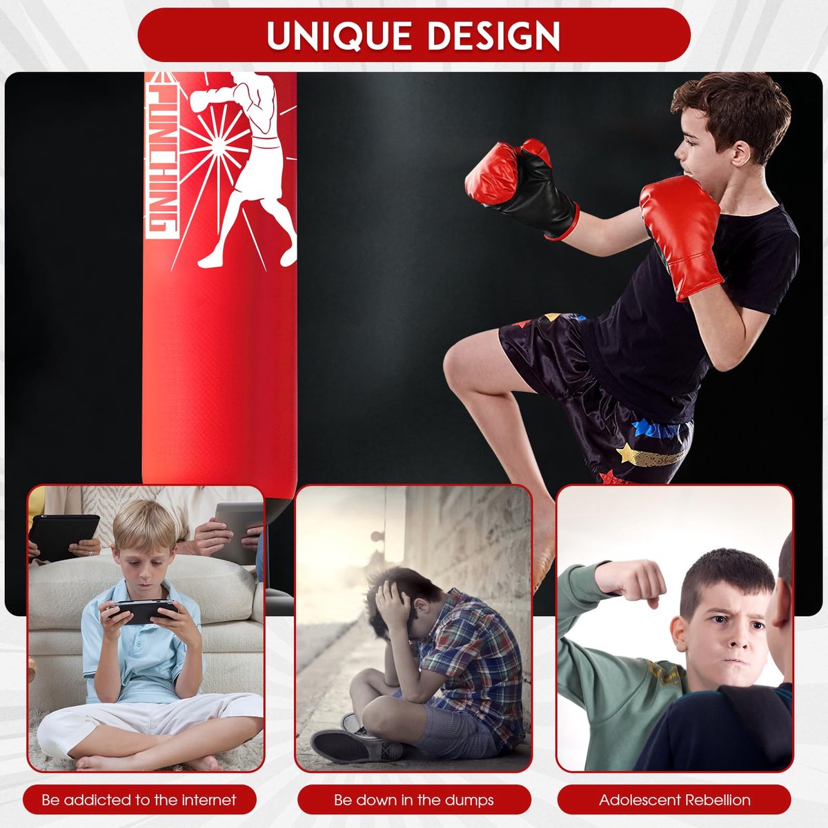 Bokszak voor kinderen, staande bokszak, punchbag voor