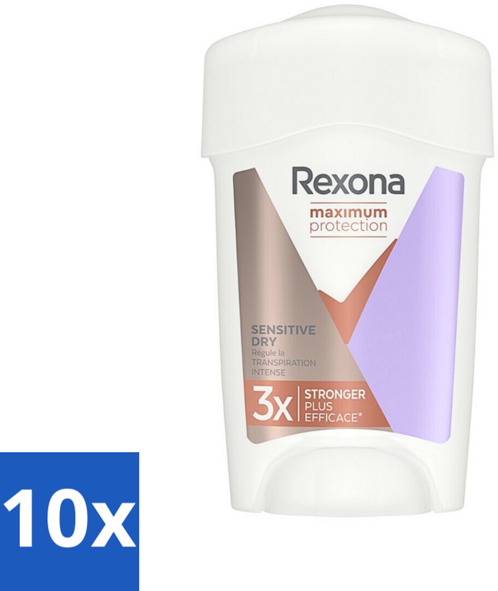 Rexona Women - Deodorant Stick - Maximum Protection Sensitive Dry - Extra Bescherming - 45 ml - Bulkverpakking - 10 stuks