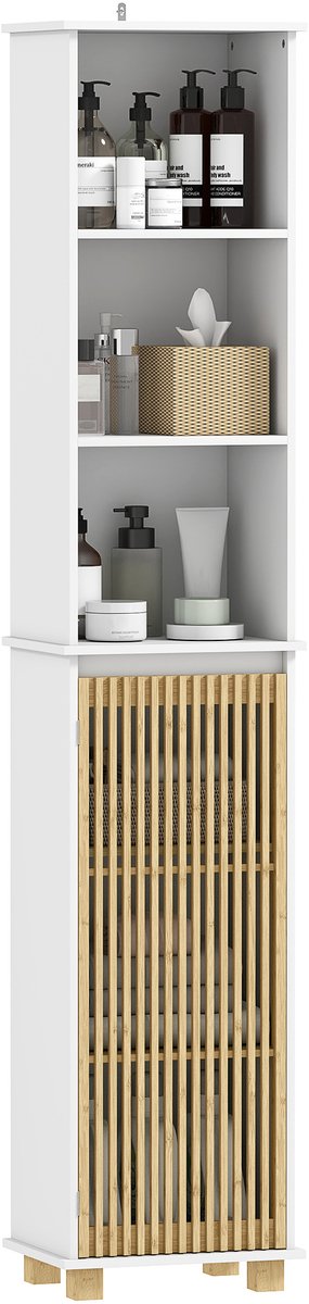 HOMCOM-Badkamermeubel-35x26x173cm-MDF-Wit