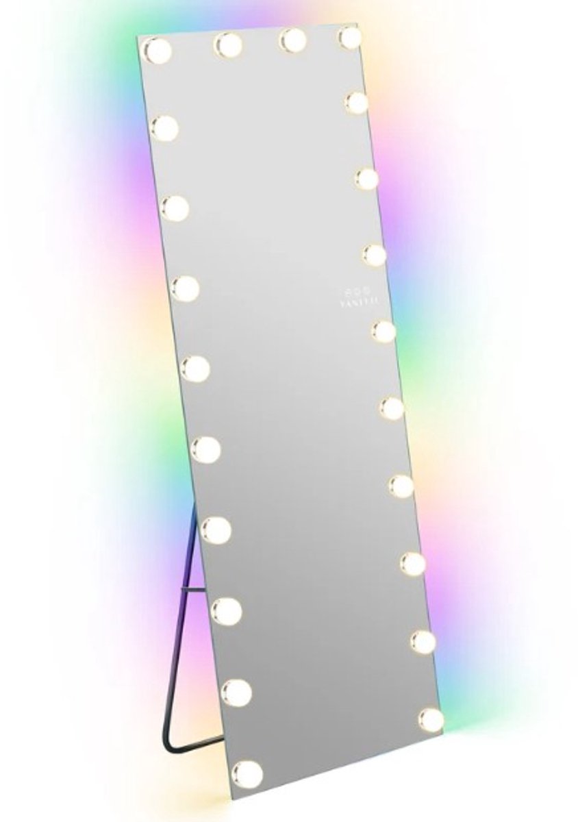 Hollywood pas spiegel met LED-Verlichting, RGB 160 x 65 cm.