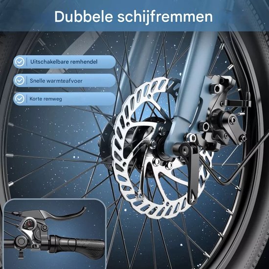 20 inch Elektrische fiets(155-195 cm) - Elektrische vouwfietsen - e-bike, 250 W motor - 16,75 Ah accu - Aluminium Frame - LCD Scherm - E-mountainbike - 25 km/u - bereik tot 130 km - Waterdicht IPX4 van Véluvota — afbeelding 4