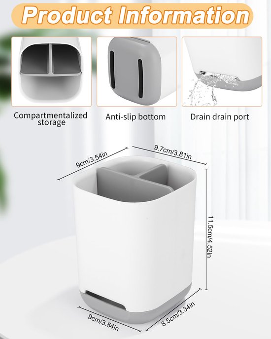 Tandenborstelhouder Joseph Joseph EasyStore Large Toothbrush Caddy Zwart