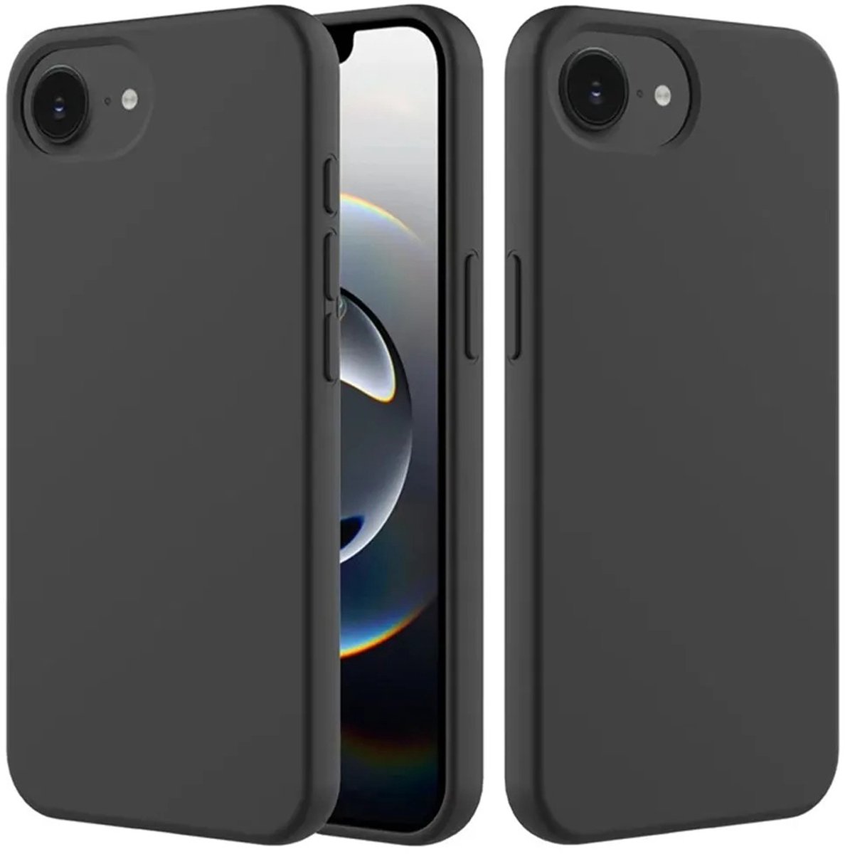 MobyDefend Hoesje - Geschikt voor iPhone 16e / iPhone 17e - Matte Siliconen Backcover - Zwart