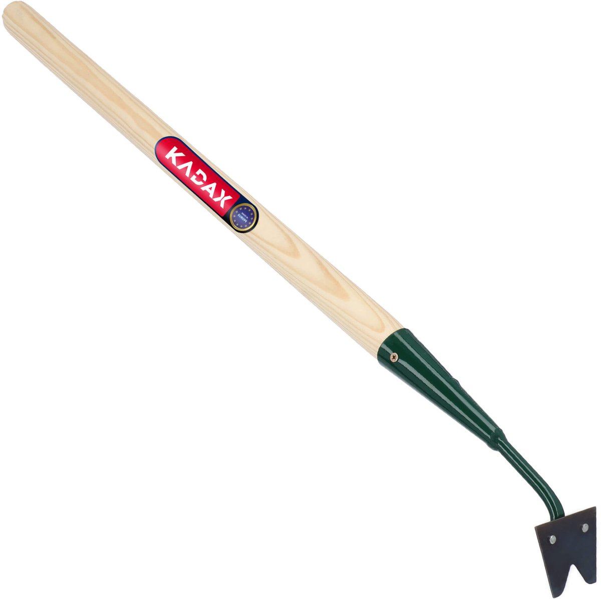 KADAX Onkruidsteker 55 cm, onkruidverwijderaar van metaal, steker voor efficiënt verwijderen van onkruid, onkruidwieden met lange steel van hout, comfortabele wieder met twee messen