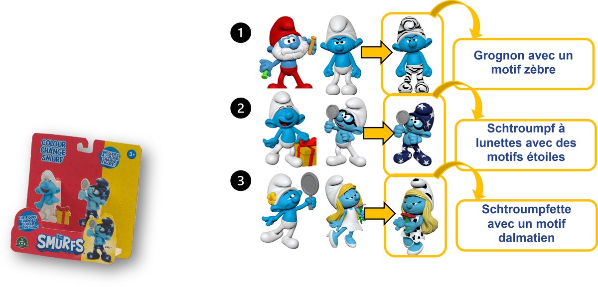 Smurfen setje - 2 smurfen Smurf verschiet van kleur - willekeurige setje van 2 - Giochi preziosi
