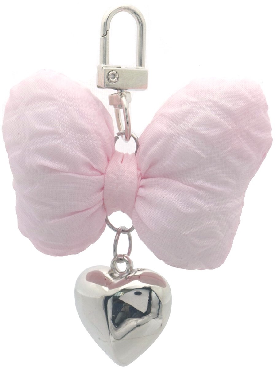 Hartvormige Sleutelhanger - Strik - Roze – valentijn – cadeau