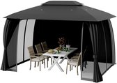 Paviljoen 4 x 3 Cape May Antraciet - Met zijwanden en insectennet
