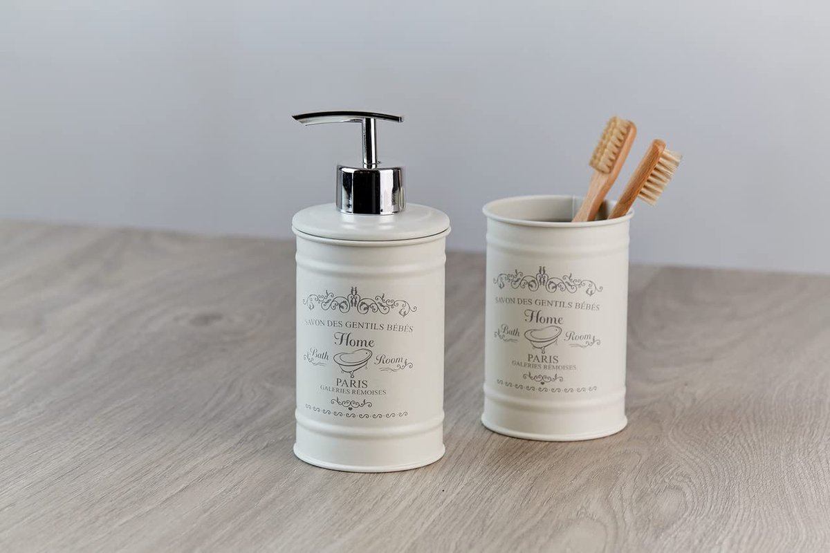 Ibenzoa® Stijlvolle Crème Zeepdispenser van Gelakt Staal voor Badkamer en Keuken, 350 ml Inhoud
