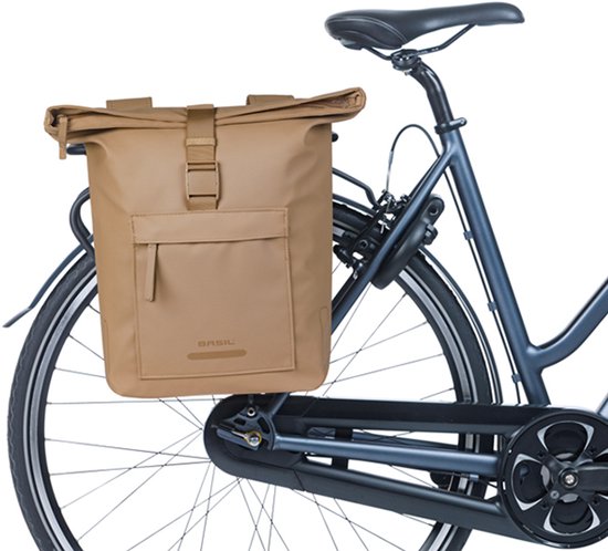 Basil Brooklyn - Dubbele fietstas - 41 Liter - Waterdicht - Reflectie details - Gerecycled materiaal - zand van Basil — afbeelding 5