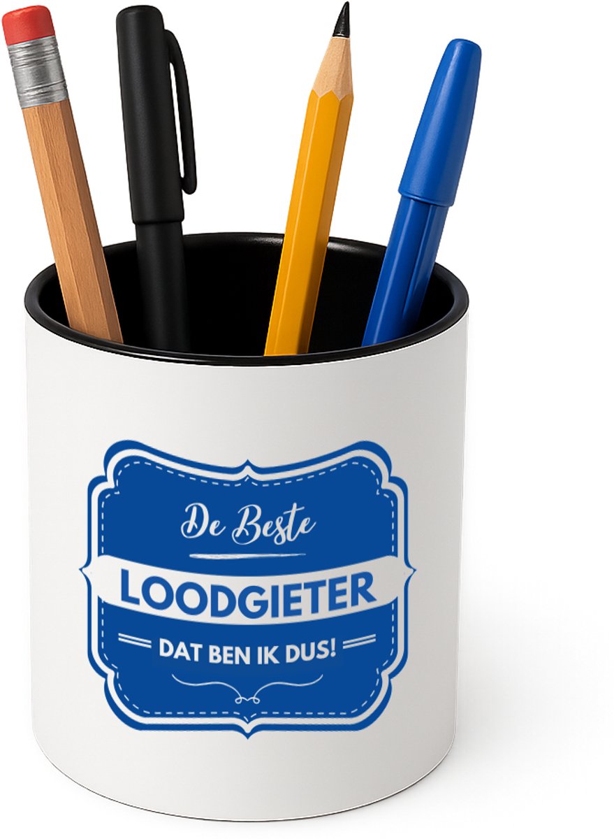 Hacebo® - De beste loodgieter Pennenbakje - Loodgieter - loodgieters - pennenhouder - werk - afscheidscadeau - verjaardagscadeau - kado - Pennenbakje zwart
