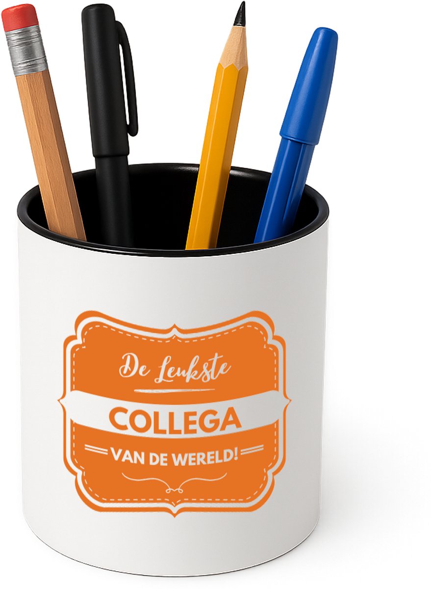 Hacebo® - De leukste collega Pennenbakje - Collega - beste collega - pennenhouder - werk - afscheidscadeau - verjaardagscadeau - kado - Pennenbakje zwart