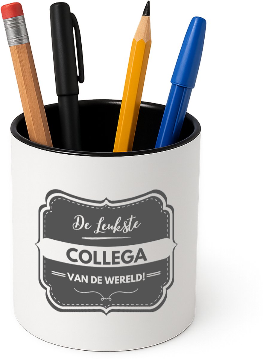 Hacebo® - De leukste collega Pennenbakje - Collega - beste collega - pennenhouder - werk - afscheidscadeau - verjaardagscadeau - kado - Pennenbakje zwart