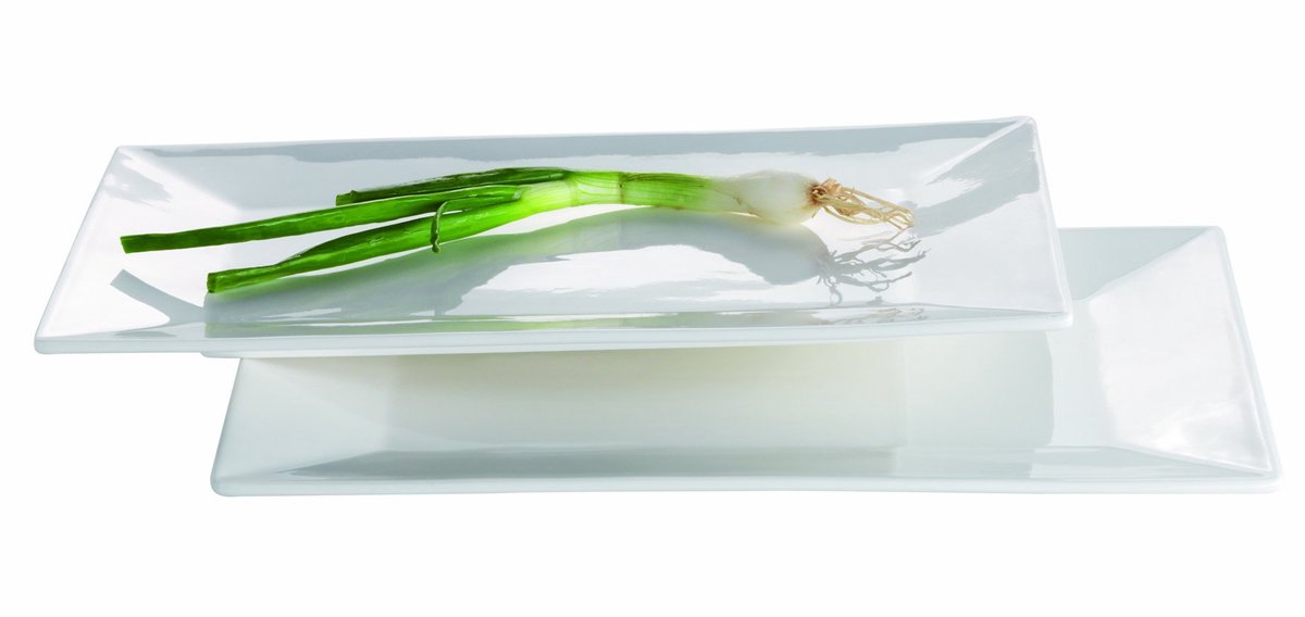 Mäser, Trendy Line serie, rechthoekig bord, 28 x 17 cm, set van 2, wit