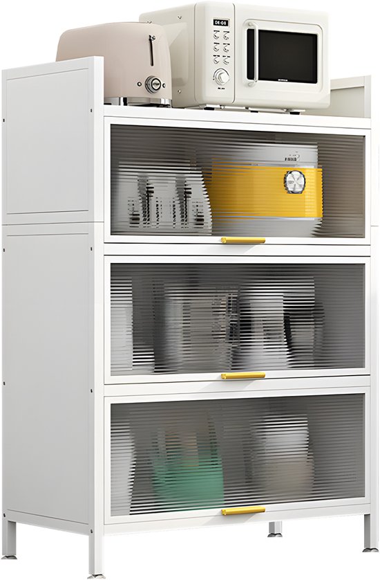 Meubles de cuisine FOXSPORT - Meuble de Cuisine indépendant - Armoires de cuisine avec portes battantes - Buffet - Meuble - Cuisine - Salon - Wit - 60 x 32 x 112 cm