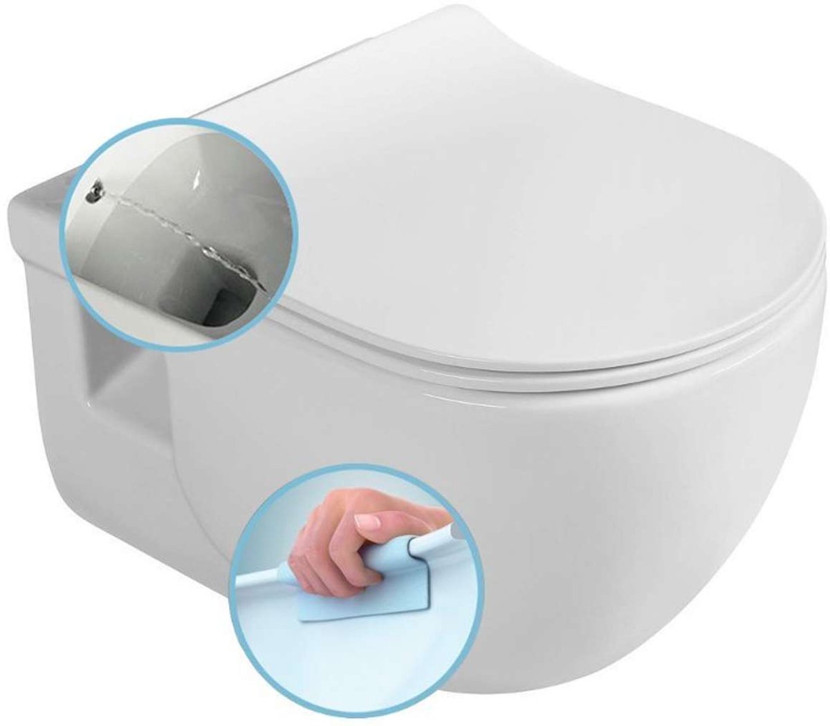 Sapho Brilla - Hangend toilet met bidetdouche, Rimless, wit 100612