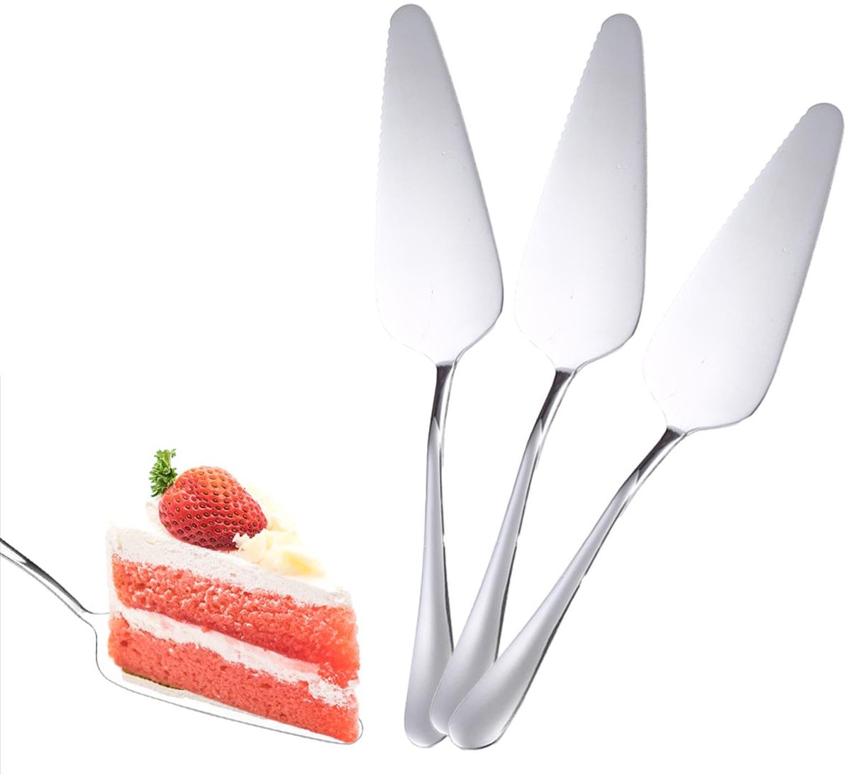 Ibenzoa® Elegante Taartschep Set van 3 Stuks met Gekartelde Randen voor Diverse Gelegenheden