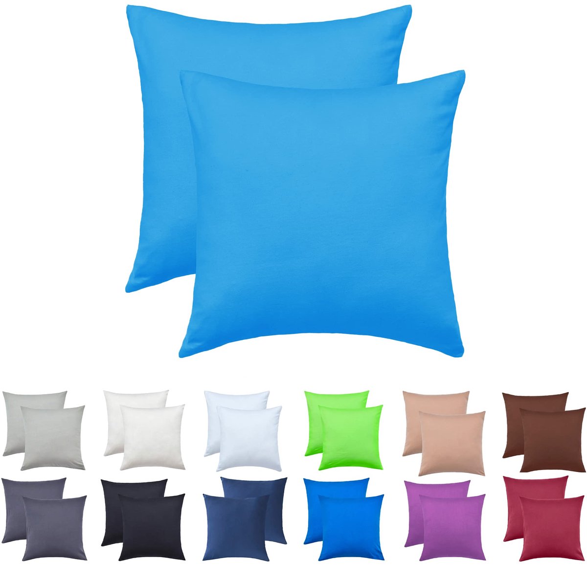 Ibenzoa® Natuurlijke Comfort Kussensloop Set van 2 - Zacht, Ademend en Huidvriendelijk, 40x40 cm, Turquoise