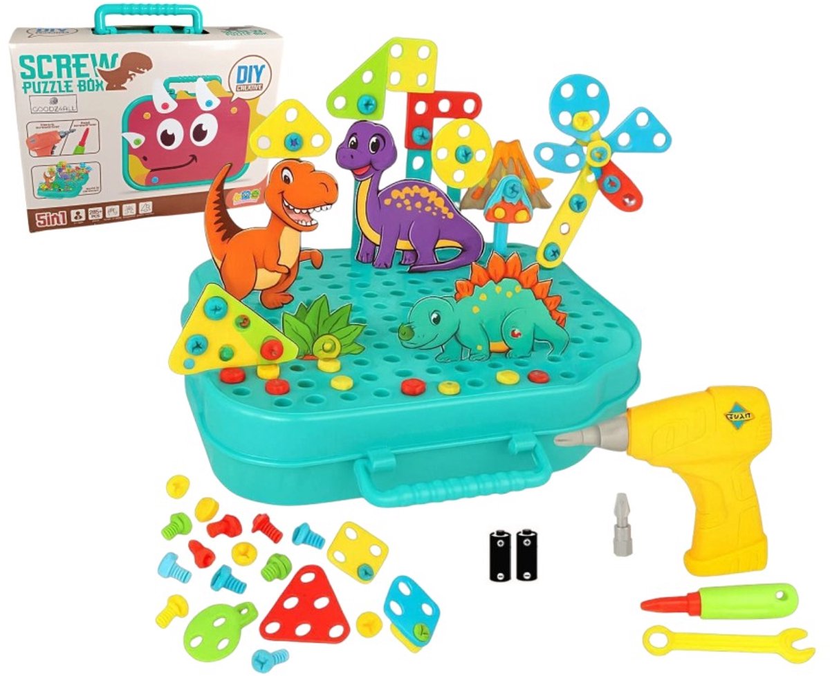 Goodz4All Dinosaursus Educatief Speelgoed - 3D puzzel met boor - 287-delig