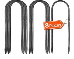 Grondanker, 304,8x82,04 Mm, U-Vorm met Een Diameter Van 8 Mm, Verzinkte Tentharingen, Grondankers, Grondnagels, Haringen, Geschikt voor Tenten, Luifels, Kamperen, Trampolines En Bloemenstandaards (8 Stuks)
