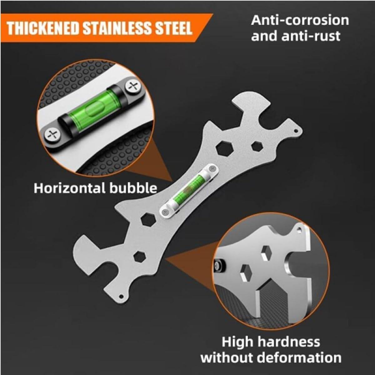 ZoneYan Douchesleutelgereedschap, multifunctionele hoeksleutel met niveau, speciale zelfnivellerende gebogen hoeksleutel, voor 8-10, 12-14, 17-23, 30 mm zeskantschroeven ZoneYan Douchesleutelgereedschap, multifunctionele hoeksleutel met niveau, speciale zelfnivellerende gebogen hoeksleutel, voor 8-10, 12-14, 17-23, 30 mm zeskantschroeven