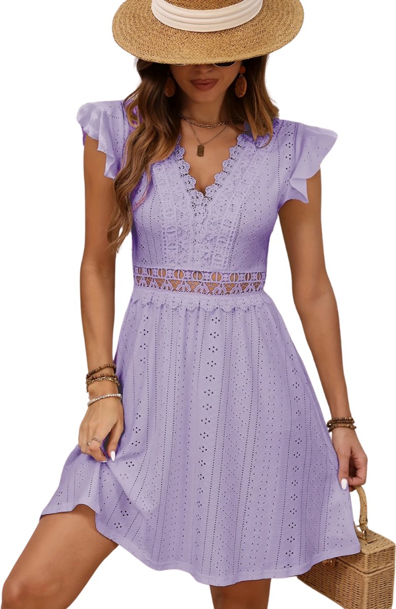 Nivard Zomerjurk Dames Zomerjurken Volwassen Jurk Ibiza Stijl Sundress Paars