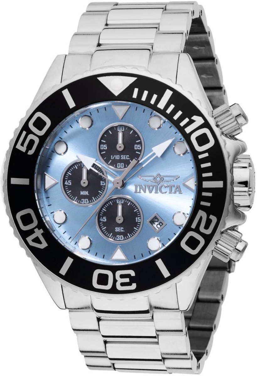 Invicta Grand Diver 48584 Heren Horloge - Waterdicht - Analoog - Quartz Uurwerk - Roestvrij Staal met blauwe Wijzerplaat - 52mm