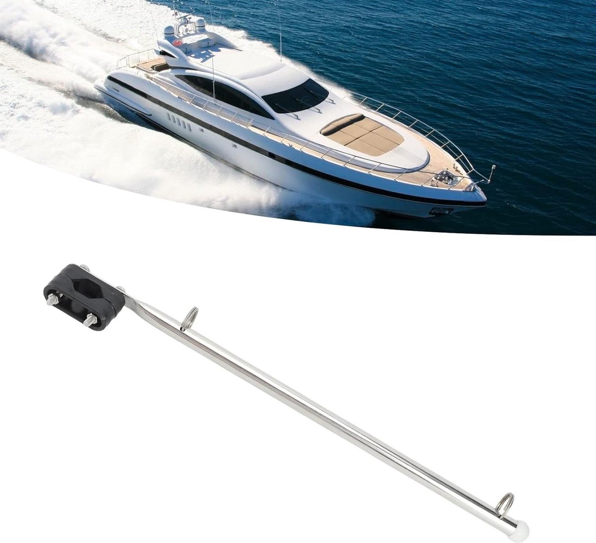 Allecto Plus - Verstelbare Rail Type Boot Vlaggenstok 390mm - Zoutwaterbestendig - Voor Jachten Zeilboten Snelle Boten.