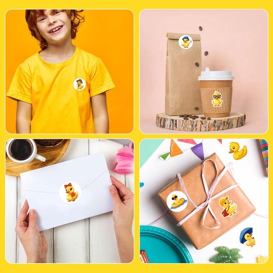 Allecto Plus - Gele Eend Stickers 3.8cm - 2 Rollen/1000 stuks ...