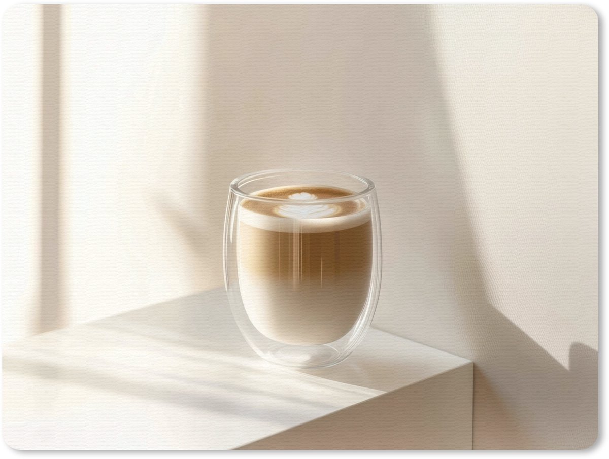 Muismat 23x19 cm - Mousepad Mok - Latte - Minimalistisch - Schaduw - Muismatten