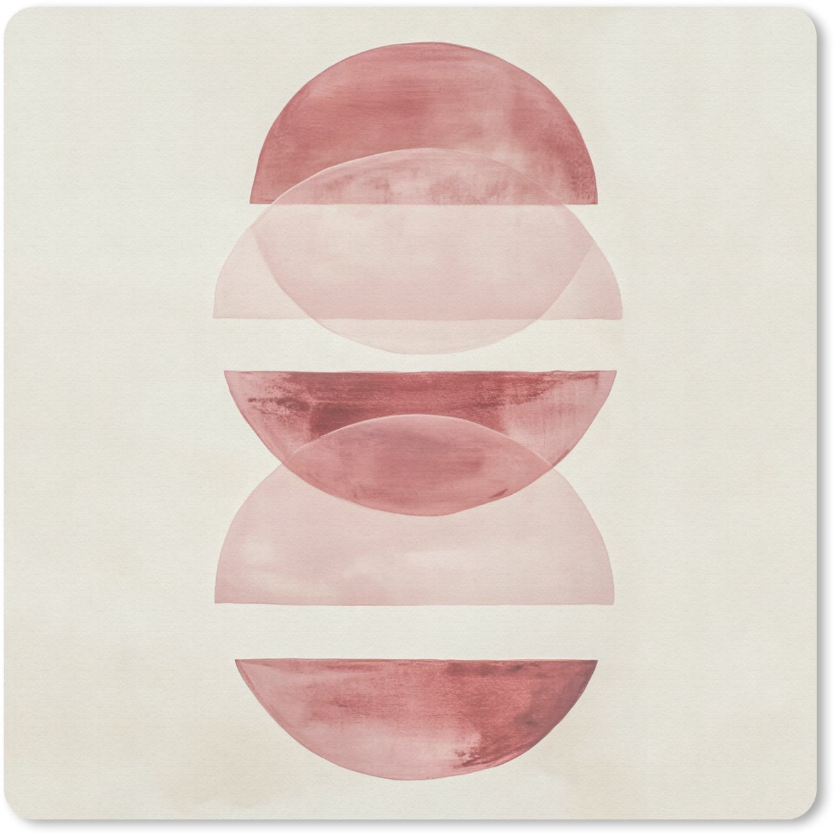 Muismat 30x30 cm - Mousepad Minimalistisch - Cirkels - Roze - Muismatten