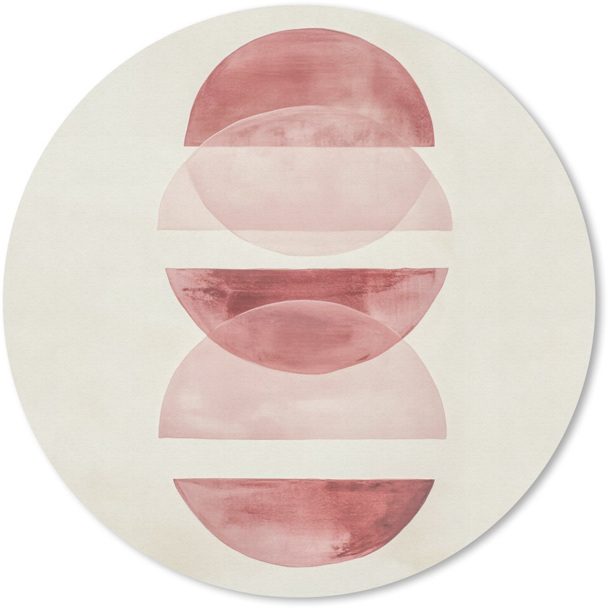 Muismat rond 50x50 cm - Mousepad Minimalistisch - Cirkels - Roze - Ronde muismatten
