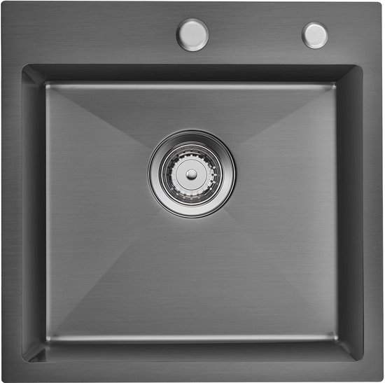 Aquadesign Farmhouse tussen of opbouw granieten spoelbak antraciet 58x49cm 1208956330