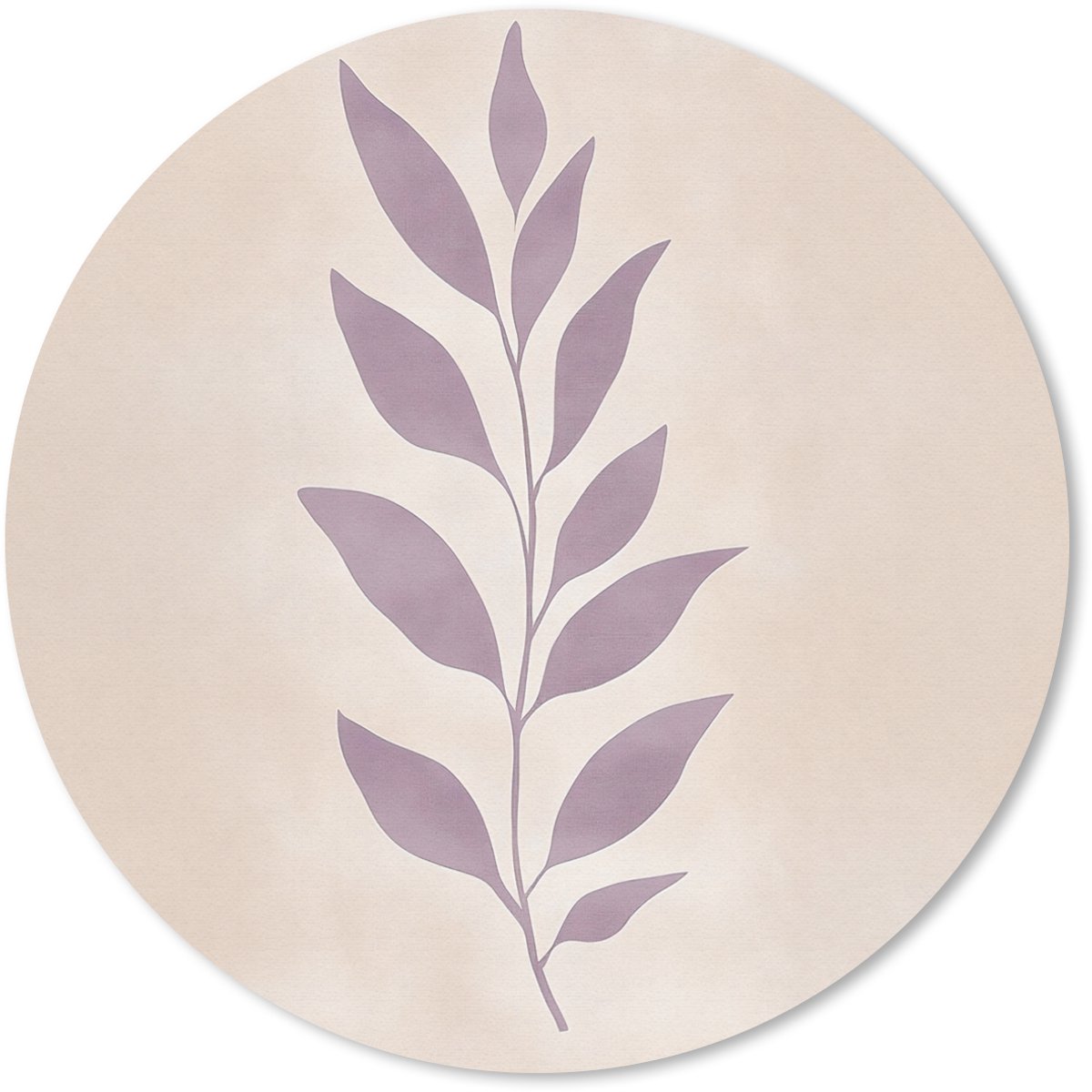 Muismat rond 50x50 cm - Mousepad Tak - Bladeren - Minimalistisch - Beige - Ronde muismatten