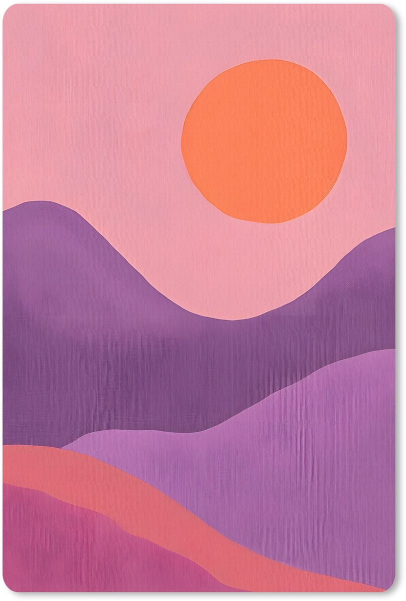 Muismat 18x27 cm - Mousepad Zon - Heuvels - Paars - Abstract - Muismatten
