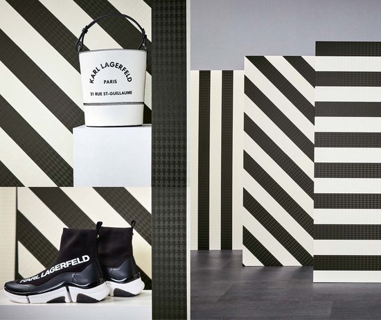 AS Creation Karl Lagerfeld - Papier peint Stripes - Design "Stripes" - noir et blanc - 1005 x 53 cm