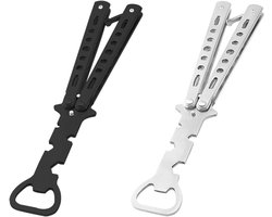 2 stuks Vlinder Flesopener Mes Stijl Trainer Tool voor Bar Feest en Bierliefhebbers - Zwart - Ideaal als Verjaardagscadeau voor Kinderen en Marvel Fans