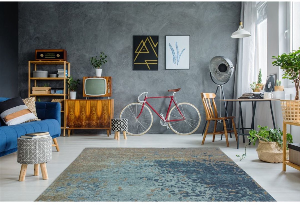 Yolo-deals - Vloerkleed/Tapijt - Blaze 100 Multi - (115x170cm) - Blauw