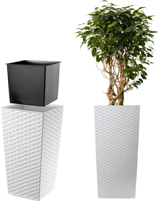 KADAX Decoratieve Bloempot, Ronde Plantenpot, Kunststof Plantenpot Voor Teelt Van Planten Kruidenpot Binnen En Buiten Grijs 30 Cm 2306854056