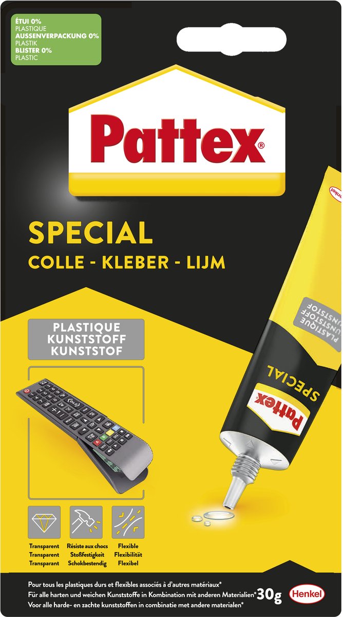 Pattex special plastic 30g | veelzijdig voor diverse materialen | professionele resultaten, vlekkeloze afwerking | betrouwbare speciaallijm voor meesterlijke projecten. afbeelding