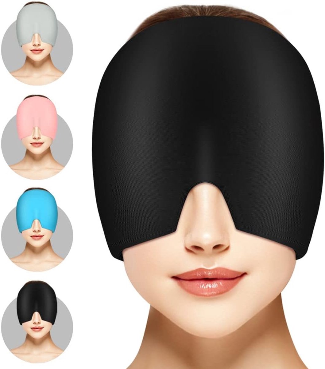 Oogmasker - Oogmasker Slaap - Koelmuts van Gels - Migraine Headache Reliëf - Rekbare Hoofdpijn - Slaapmasker - Hoofdmasker voor Gezwollen Ogen - Stressvermindering - Zwart