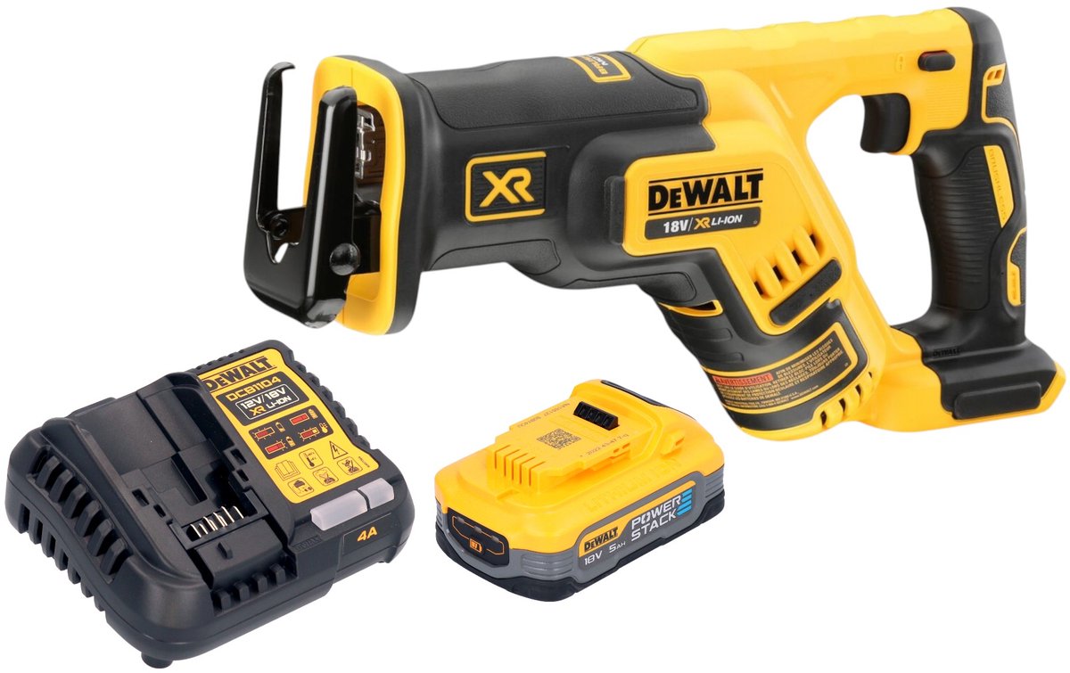 DeWalt DCS 367 H1 accu-reciprozaag 18 V borstelloos + 1x Powerstack accu 5.0 Ah + lader