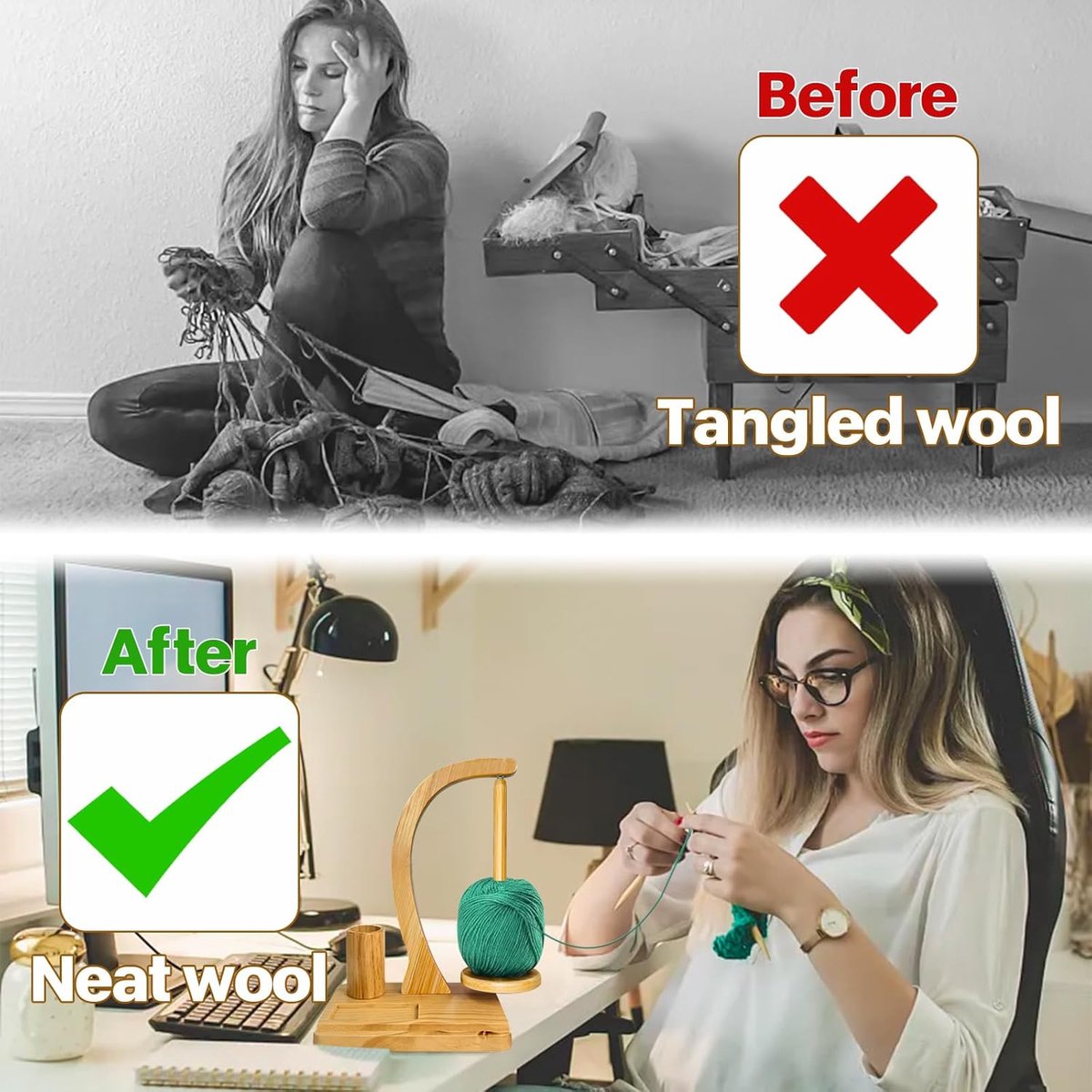 Wool Jeanie de magnetische garenbalhouder die voedt door Wool Jeanie de magnetische garenbalhouder die voedt door