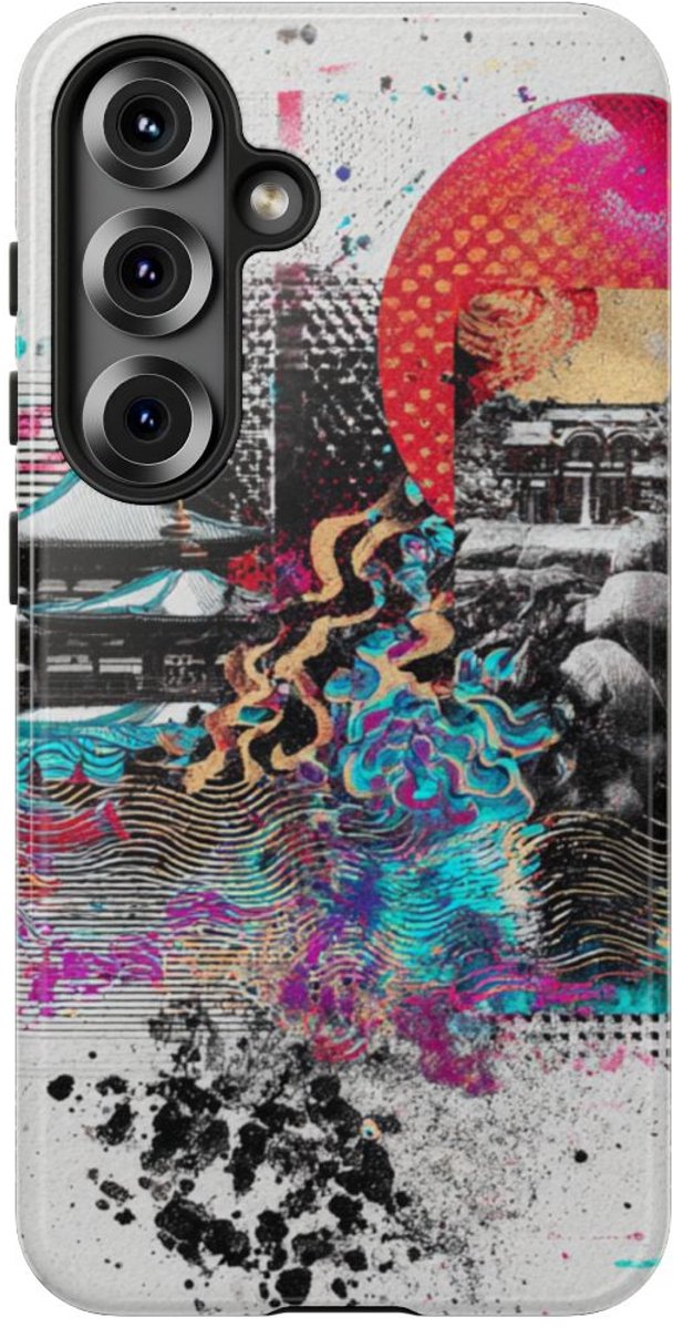 Abstracte Japanse Zen Tuin Collage – Telefoonhoesje Geschikt voor Samsung Galaxy S25
