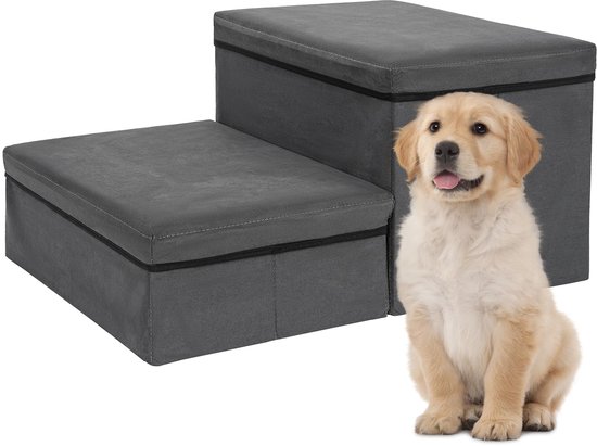 Inklapbare hondentrap Antislip 2-in-1 hondenopstapjes Houten Duurzame Huisdieren Trap Inklapbare Hondentrap voor Verhoogde Bedden